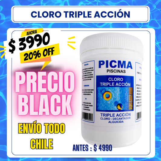 Cloro piscina triple acción 1 kg - 20% OFF