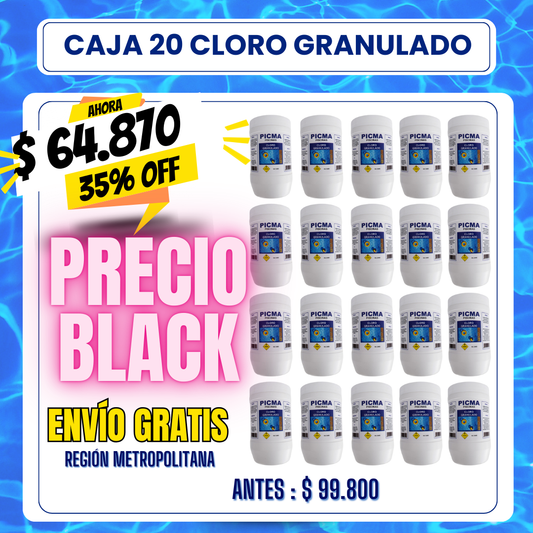 CAJA 20 KG Cloro piscina granulado 1 kg - 35% OFF